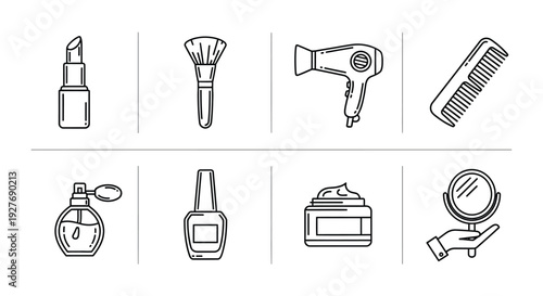 A variety of beauty and grooming tools for personal care and styling