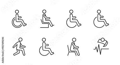 Accessibility symbols representing various types of assistance and needs