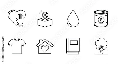 Icons representing various aspects of life and essential needs