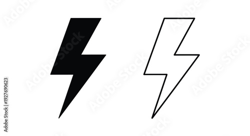 Two lightning bolt icons one filled one outlined in black and white