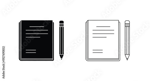 Two sets of notebooks and writing utensils in a minimalist style