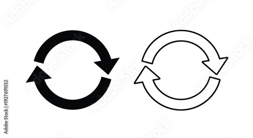 Two circular arrow icons one filled one outlined in white