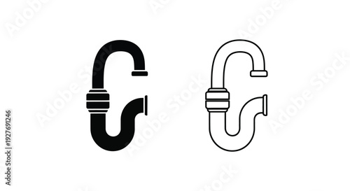 Two sink drain pipes one solid black and one outlined