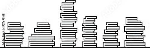 Abstract city skyline created from stacks of horizontal lines resembling buildings