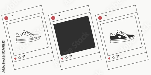 Three different types of shoes displayed on a white background. Vector