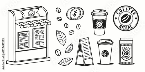 A delightful illustration of various coffee brewing methods and accessories Vector