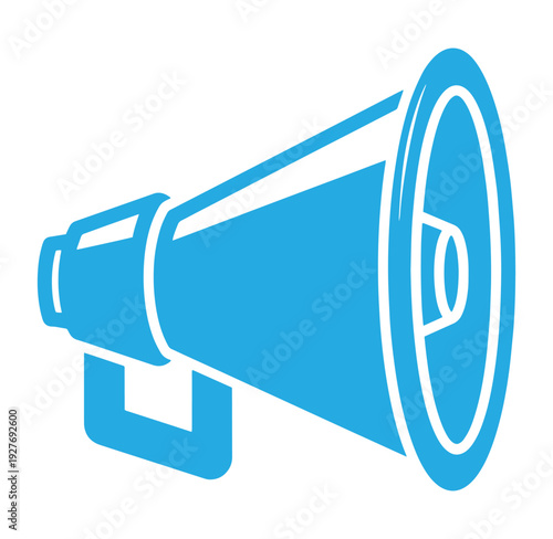 Blue megaphone icon for loudspeaker or announcement purposes online  simple illustration