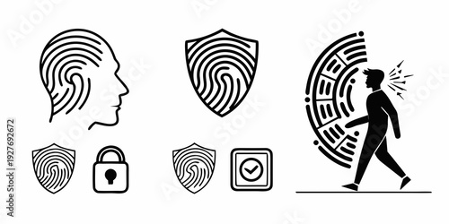 Illustrations of various security and identification concepts and methods Vector
