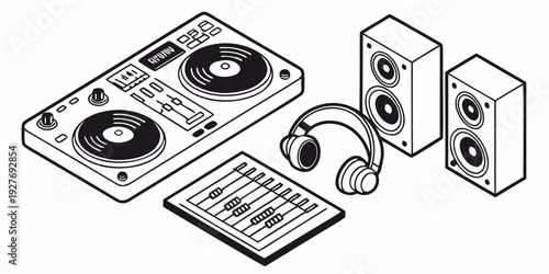 A variety of electronic devices and accessories neatly arranged on a white background Vector