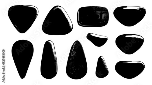 Mystic mirror kit including glass surfaces and shadows, vector graphic set