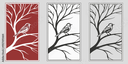 Three distinct abstract tree designs showcasing artistic interpretations of nature Vector
