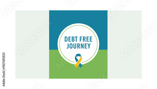 Debt free journey concept with colorful ribbon logo