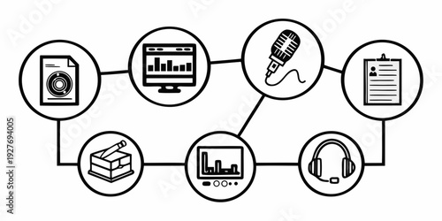 A visual representation of the process of creating and managing content. Vector