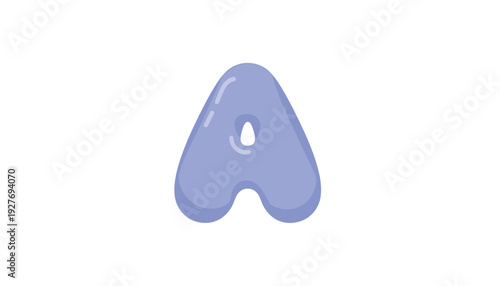 Glossy blue letter A on white background