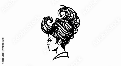 Stylized profile of a woman with voluminous, sculpted hair