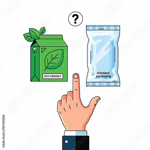 Hand choosing eco friendly packaging.