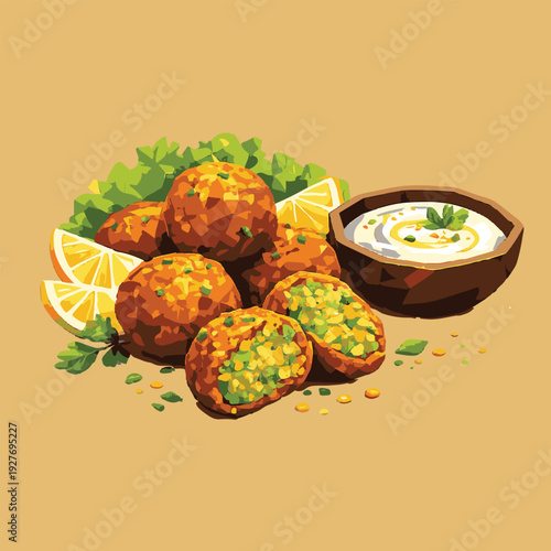 falafel with low poly art, eps 10 illustration