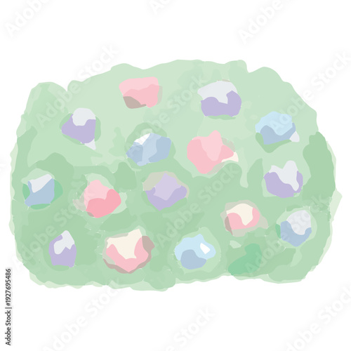 幼稚園・保育園向け 6月のやさしい水彩挿絵イラストシリーズ｜あじさい / June Watercolor Hydrangea Illustration