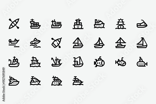 Watercraft Line Icon Set