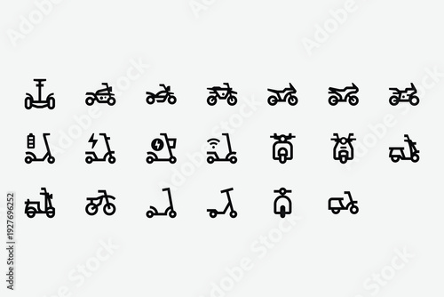 Two Wheeled Vehicles Line Icon Set