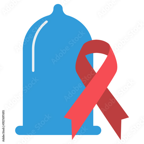 Condom and AIDS Awareness Ribbon