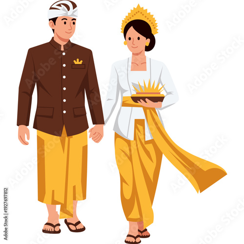 Balinese Couple Praying in Nyepi Day