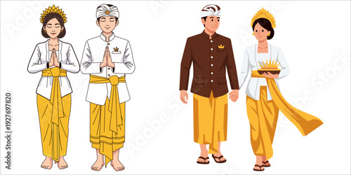 Balinese Couple Praying in Nyepi Day