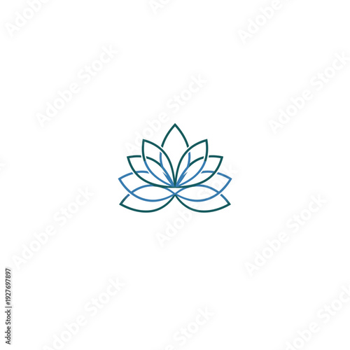 Elegant Teal and Blue Lotus Flower Outline for Meditation Branding