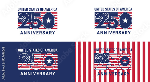 United States of America 250th Anniversary Logo Design Featuring the American Flag.