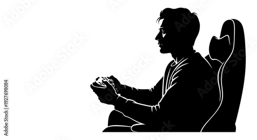 Gamer silhouette gaming session controller digital entertainment