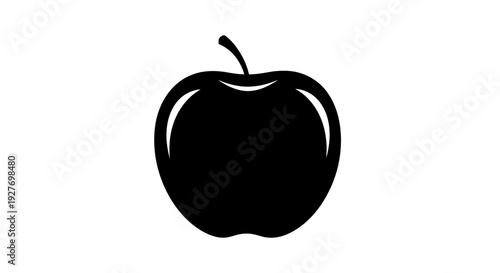 Black Apple Fruit Silhouette Illustration Design.