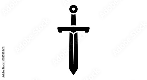 Black Medieval Sword Icon Simple Design.