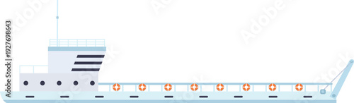 Ferry side view. River barge cartoon icon