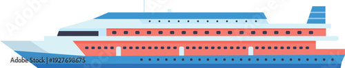 Passenger liner ship. Ocean travel color transport