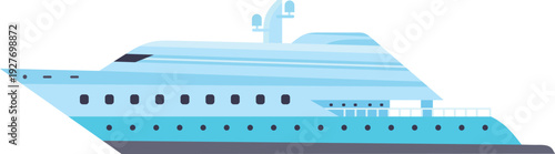 Fast yacht cartoon icon. Passenger boat side view