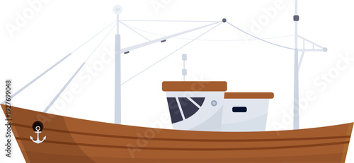 Trawler boat icon. Fishing vessel side view