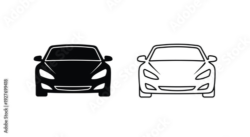 Two vehicle silhouettes one dark and one light facing forward