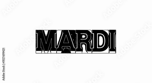 Bold, distressed black letters spell "MARDI" in a block style