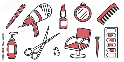 A collection of various tools and equipment for household and office use Vector