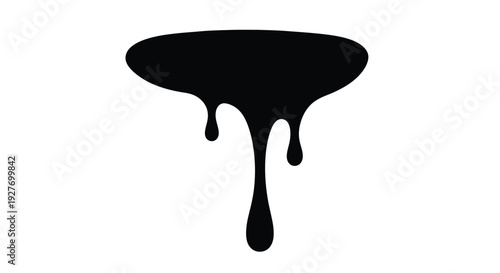 Abstract black shape resembling melting liquid or dripping ink blot