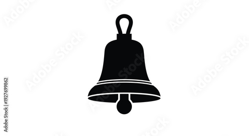 Simple black silhouette of a classic bell with a hanging loop