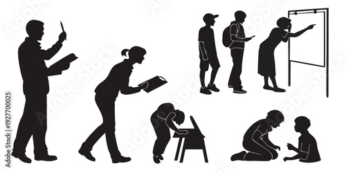 Illustration of people performing various exercises and activities. Vector