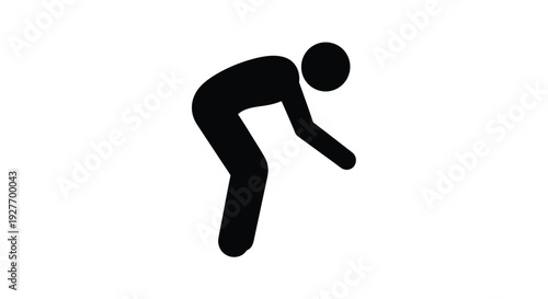 Simple black silhouette of a person bending over in distress
