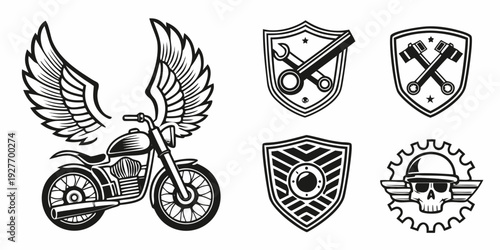 A collection of various military insignias and symbols representing different branches and units. Vector