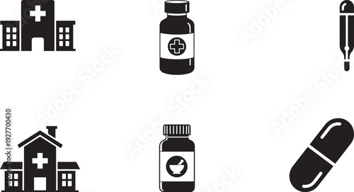 Set of vector icons for a medical item