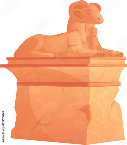 Ram of Amun-re stone monument. Sacred egyptian symbol