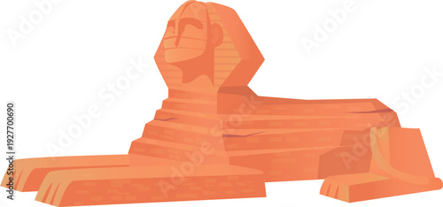 Sphynx cartoon icon. Ancient culture stone landmark