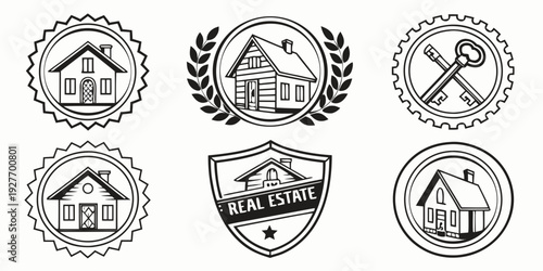 A collection of eight unique and intricate circular logos. Vector