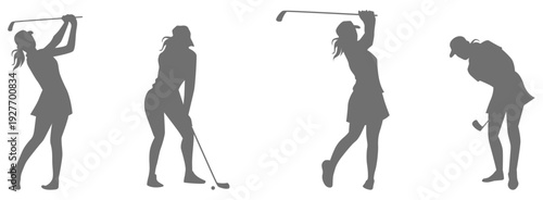  Golf player swing silhouette collection 