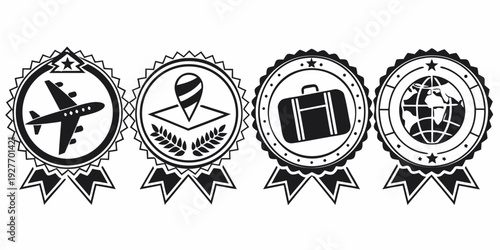 A collection of various badges and icons representing different aspects of quality and standards. Vector